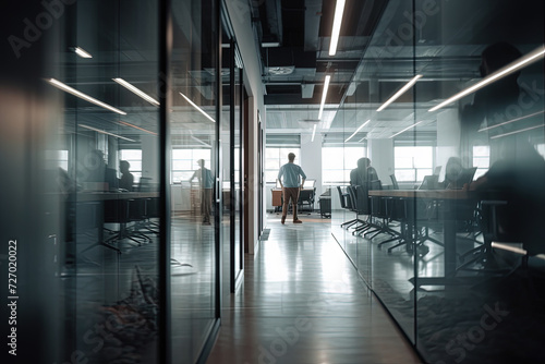 Man with intense focus and determination stands at a table in his office, engrossed in deep thought.