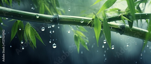 bamboo stalks on wind with drops of water