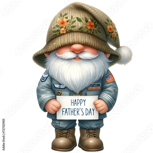 Gnome Father's Day Watercolor Clipart Illustration
