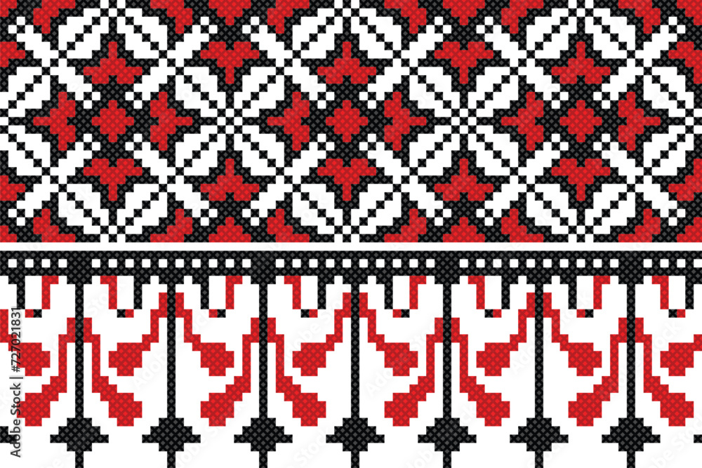 pixel pattern. seamless tribal pattern. local fabric pattern. cross stitch pixel pattern. seamless tribal pattern. local fabric pattern. cross stitch