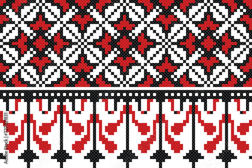 pixel pattern. seamless tribal pattern. local fabric pattern. cross stitch