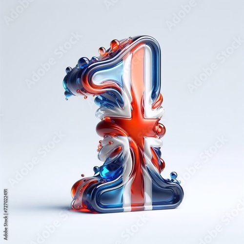 Wallpaper Mural Glasss digit 1 in color of United Kingdom flag. AI generated illustration Torontodigital.ca