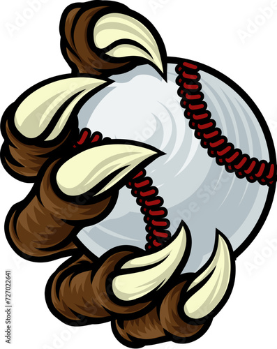 A baseball claw sports illustration of an eagle or animal monster hand holding ball