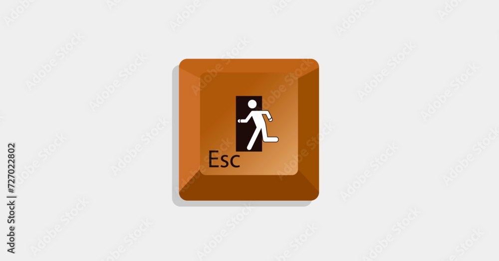 esc key symbol on keyboard with exit person view. Stop, return, exit symbols on computer programs. The meaning of the esc key on the keyboard esc key symbol on keyboard with exit person view. Stop, return, exit symbols on computer programs. The meaning of the esc key on the keyboard