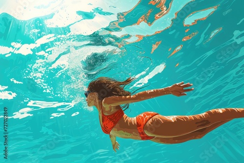 woman swimming underwater in the pool © AAA
