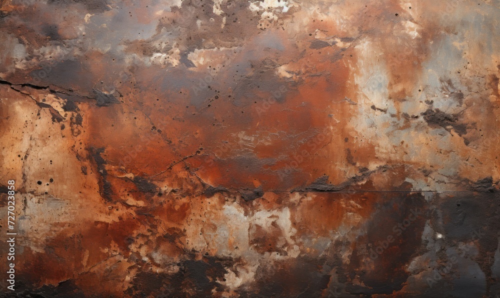 abstract background closeup of rusty metal, beige, dark brown and red, polished concrete