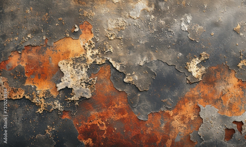 background closeup of rusty metal, in the style of dark silver and dark beige, dark brown and red, polished concrete