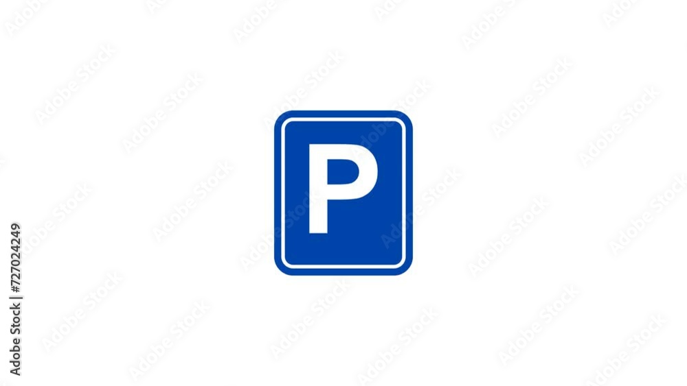 Parking Sign Icon Animation. Transparent background. 4K Video Parking Sign Icon Animation. Transparent background. 4K Video