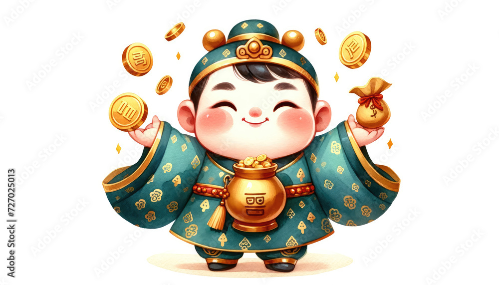 Child Dressed as Chinese God of Wealth Spreading Prosperity