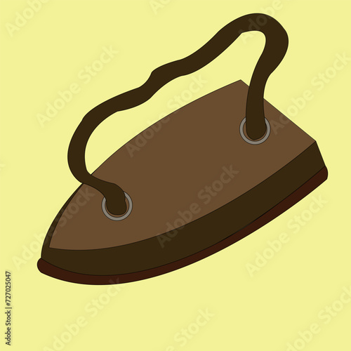 Cast iron iron from the last century. The tool was made entirely of metal and was heated and ironed under weight pressure.