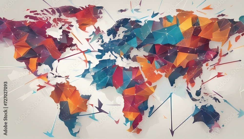 Naklejka premium concept of global business expansion, with abstract world map fragments