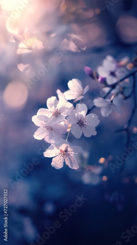 Realistic illustration of Japanese Sakura blossom. Macro photography of Japanese cherry tree © Daniil