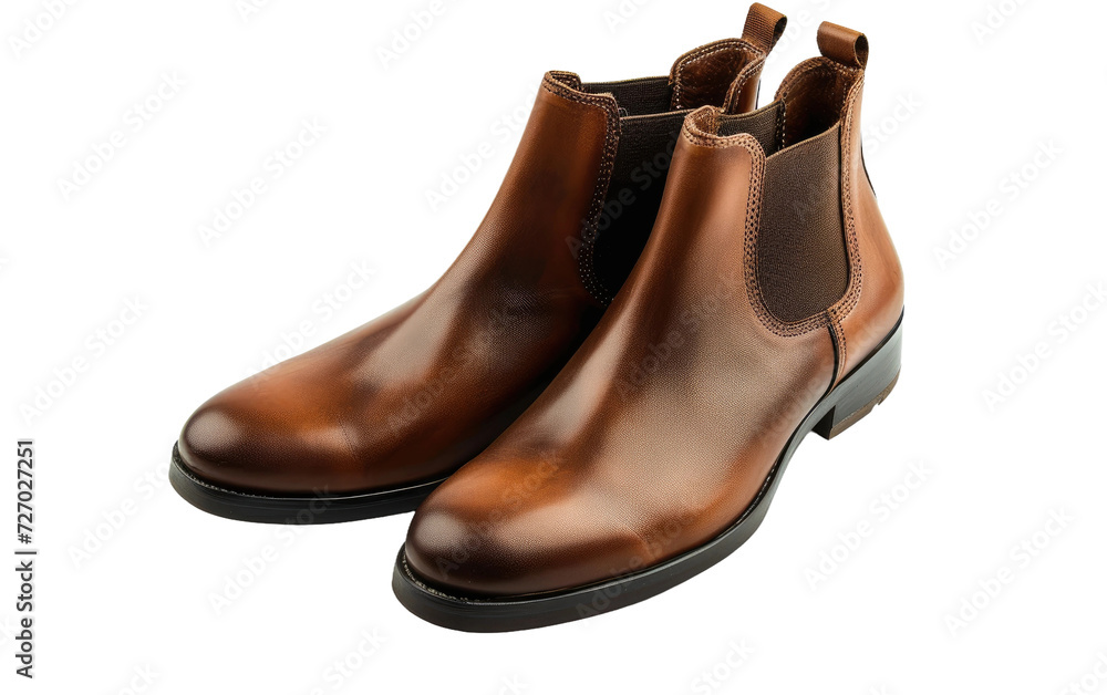 Chelsea boots-coffee, Stylish coffee Chelsea Boots Isolated on transparent background.