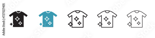 Spotless tee vector icon set. Unstained garment vector symbol for UI design.