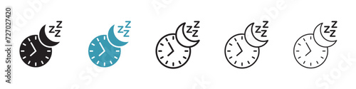 Nighttime rest vector icon set. Evening slumber routine vector symbol for UI design.