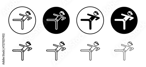 Karate fighter vector icon set collection. Karate fighter Outline flat Icon.