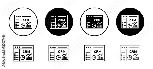 CRM vector icon set collection. CRM Outline flat Icon.