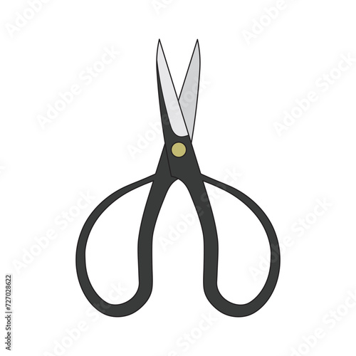 Kids drawing Cartoon Vector illustration bonsai scissors Isolated in doodle style