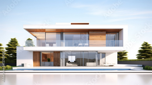 3d rendering of modern house, real estate business house house price concept illustration © lin