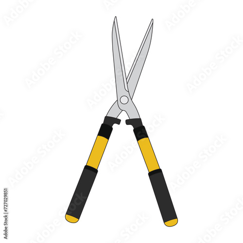 Kids drawing Cartoon Vector illustration grass shears Isolated in doodle style