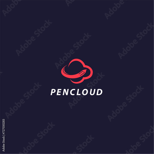 cloud pen logo design abstract sign logo design brand sign template design