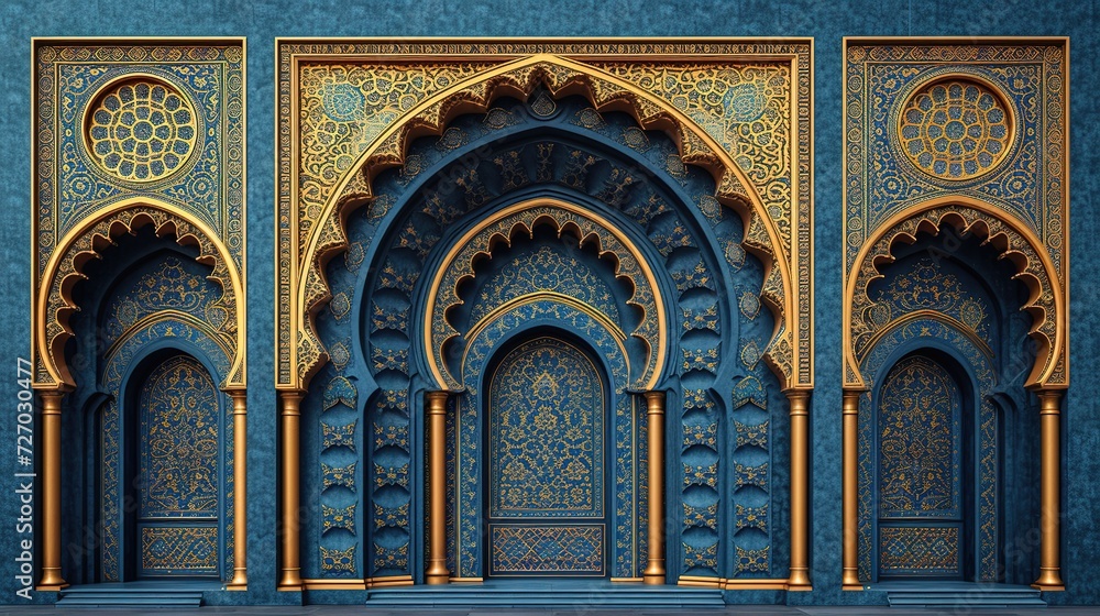 3D rendering for ramadan kareem, eid al adha, isra miraj, eid mubarak, generative ai,