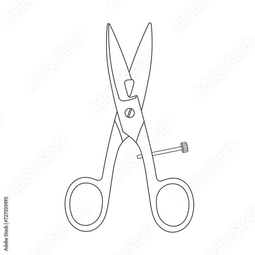 Hand drawn Kids drawing Cartoon Vector illustration button hole scissors Isolated in doodle style