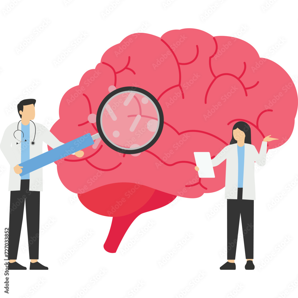 Doctors is diagnosing the brain and senses diseases banner. Stroke and headache, oxygen-deprived brain, migraine. Head tomography. chemical experiment, neurology. Diagnostics development hemisphere.
Doctors is diagnosing the brain and senses diseases banner. Stroke and headache, oxygen-deprived brain, migraine. Head tomography. chemical experiment, neurology. Diagnostics development hemisphere.