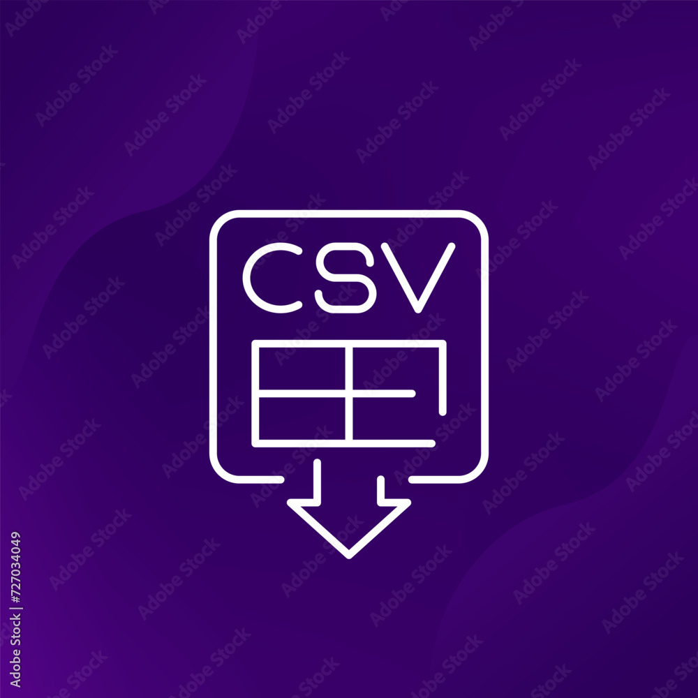 download csv file icon, line vector download csv file icon, line vector