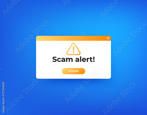 Scam alert warning window, vector design