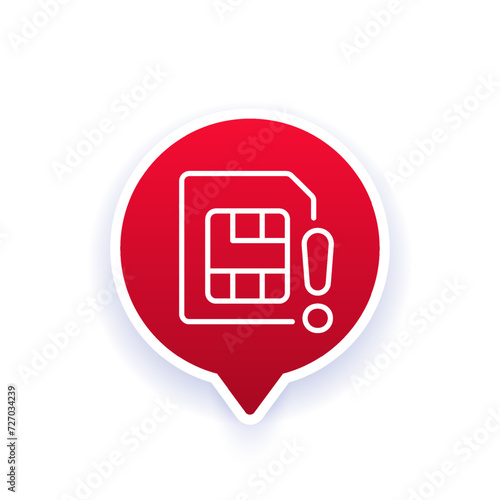 SIM card error icon, line vector design