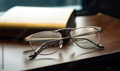 Glasses and book on the table