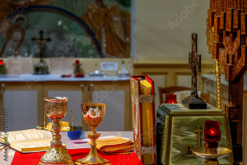 Mass in Saint Volodymyr Greek catholic Ukrainian cathedral, Paris, France