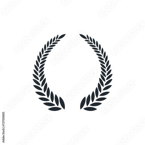 icon wreaths and branches with leaves. Hand drawing laurel wreaths and branches