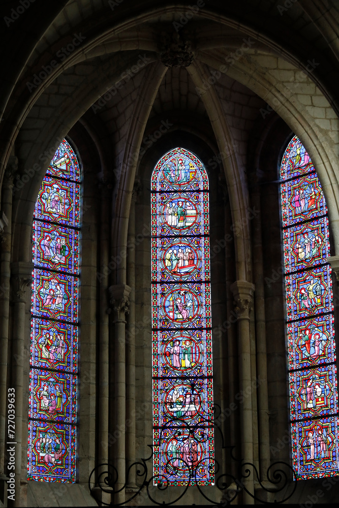 Fototapeta premium Saint Julien cathedral, Le Mans, France. Stained glass