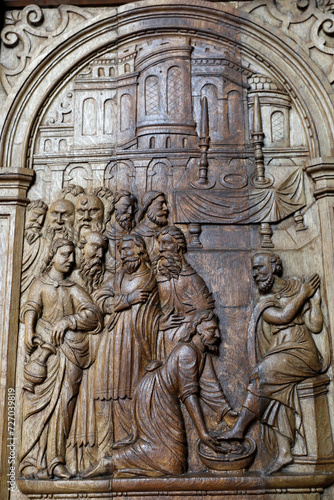 Saint Julien cathedral, Le Mans, France. 16th century relief in the sacristy