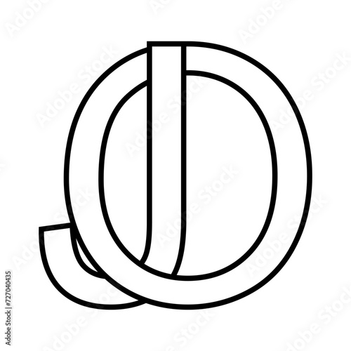 Logo sign oj jo icon double letters logotype j o