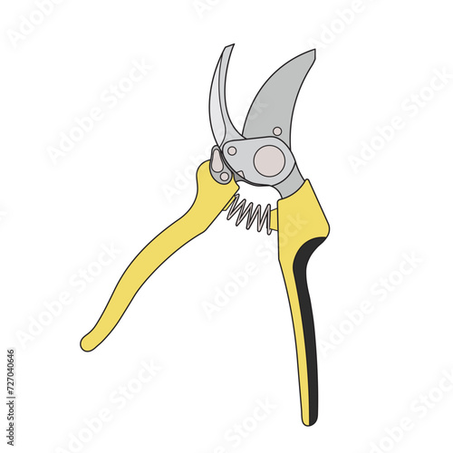 Kids drawing Cartoon Vector illustration pruning shears Isolated in doodle style