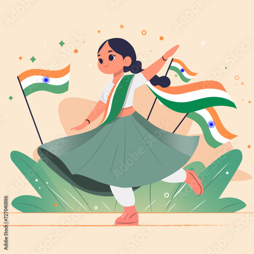 Indian girl wearing Tricolored National Flag dress