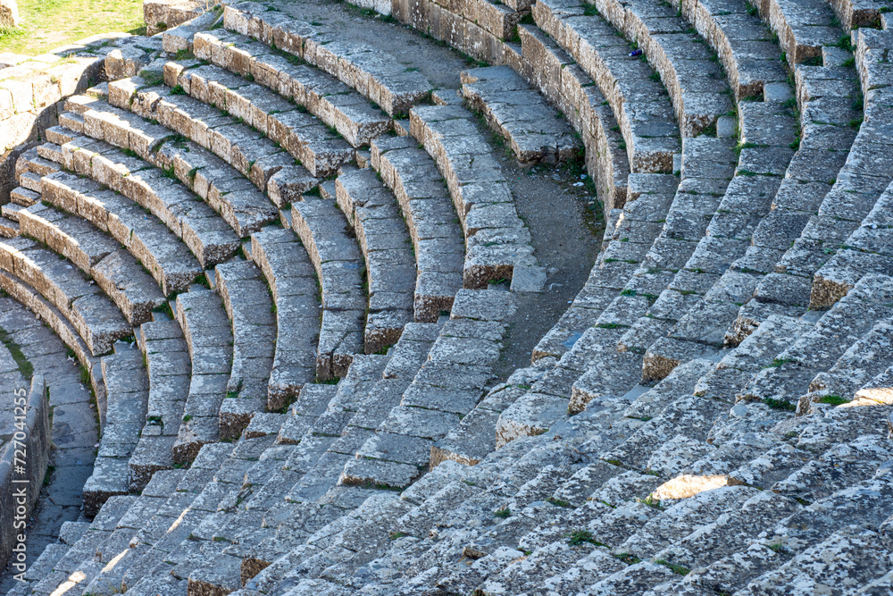 Roman theater steps of the ancient Roman town of Djemila in Setif, Algeria. UNESCO World Heritage Site. Roman theater steps of the ancient Roman town of Djemila in Setif, Algeria. UNESCO World Heritage Site.