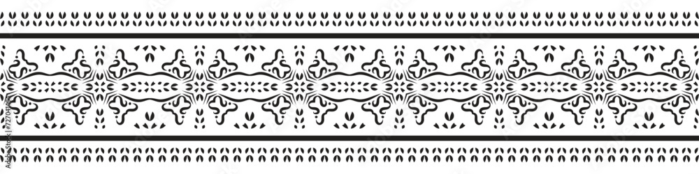 Ethnic seamless stripe pattern. Vintage border ornament vector. Classic ornate antique element. Baroque rococo floral style. Decorative design for frame, page, poster, greeting card, invitation, menu.