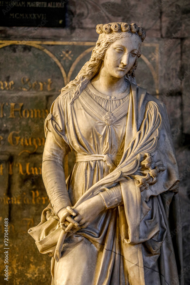 Saint Philomena statue in Saint-Germain-l'Auxerrois catholic church, Paris, France