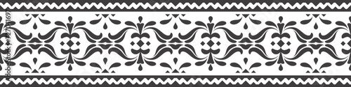 Ethnic seamless stripe pattern. Vintage border ornament vector. Classic ornate antique element. Baroque rococo floral style. Decorative design for frame, page, poster, greeting card, invitation, menu.