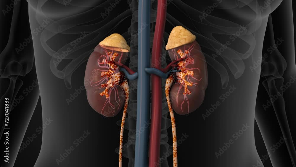 Human kidney with urine circulation system