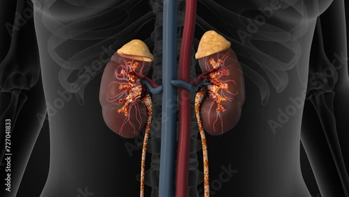Human kidney with urine circulation system