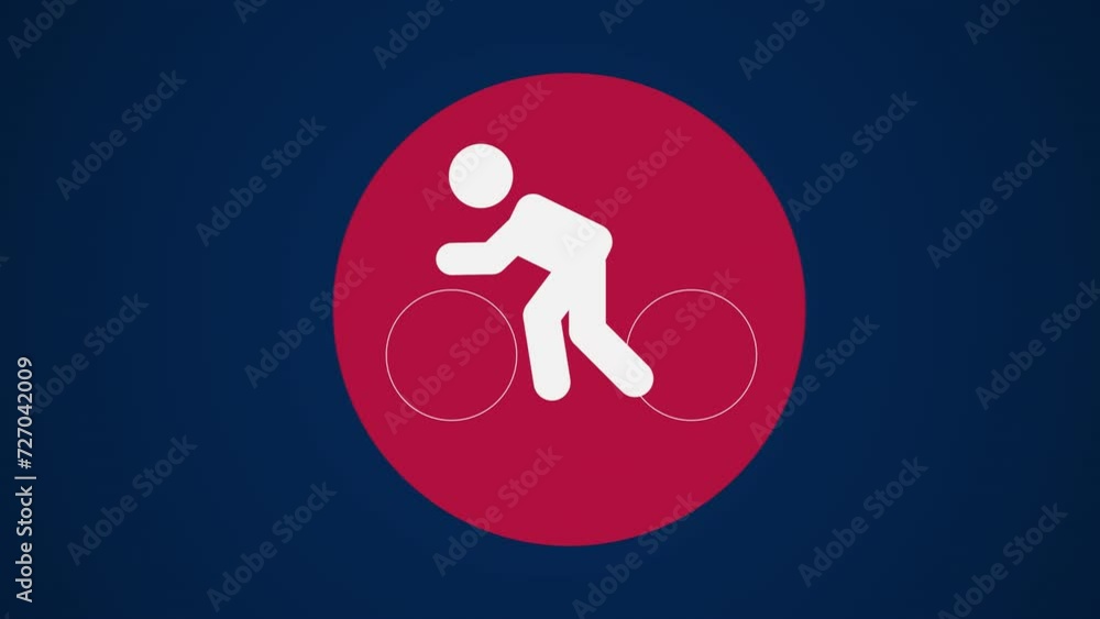 Pictograma de los Juegos Olímpicos de lado derecho con el deporte ciclismo en ruta en fondo azul. Pictograma de los Juegos Olímpicos de lado derecho con el deporte ciclismo en ruta en fondo azul.