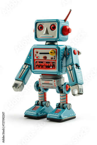 Robot retro toy collectible item. Created with Generative AI technology