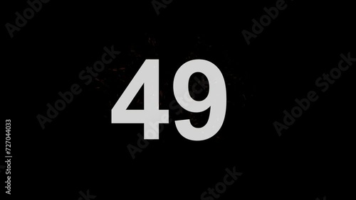 Number 49 on fire with alpha channel, number forty nine photo