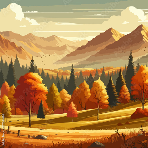 autumn landscape with trees in the mountains