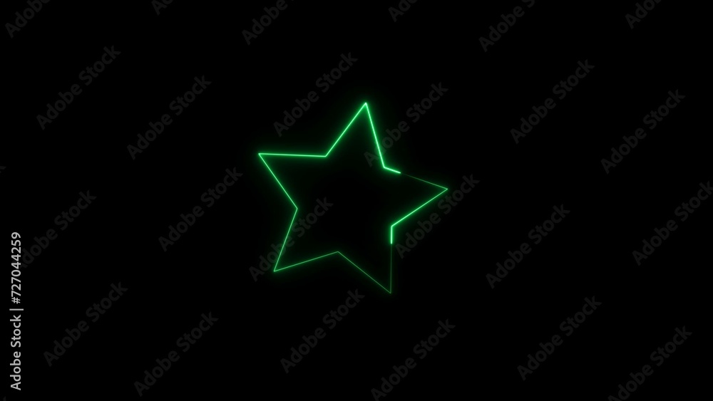 Neon light star frame turquoise color rotation 90 degree. abstract black background 4k illustration. Neon light star frame turquoise color rotation 90 degree. abstract black background 4k illustration.